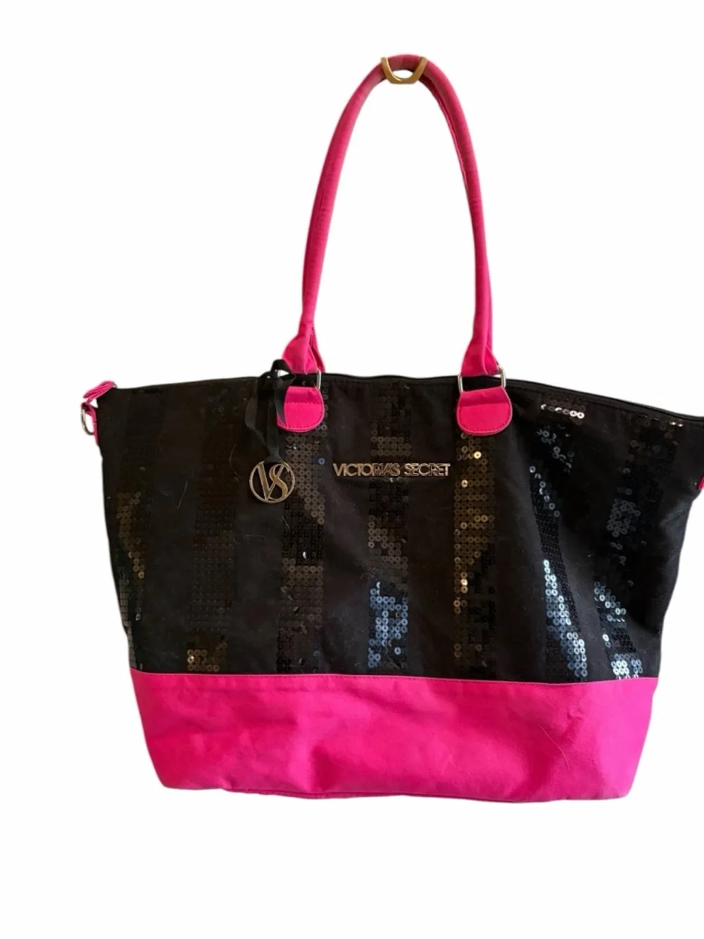 Victoria's Secret Black & Pink Sequin Weekender - Picture 2 of 6